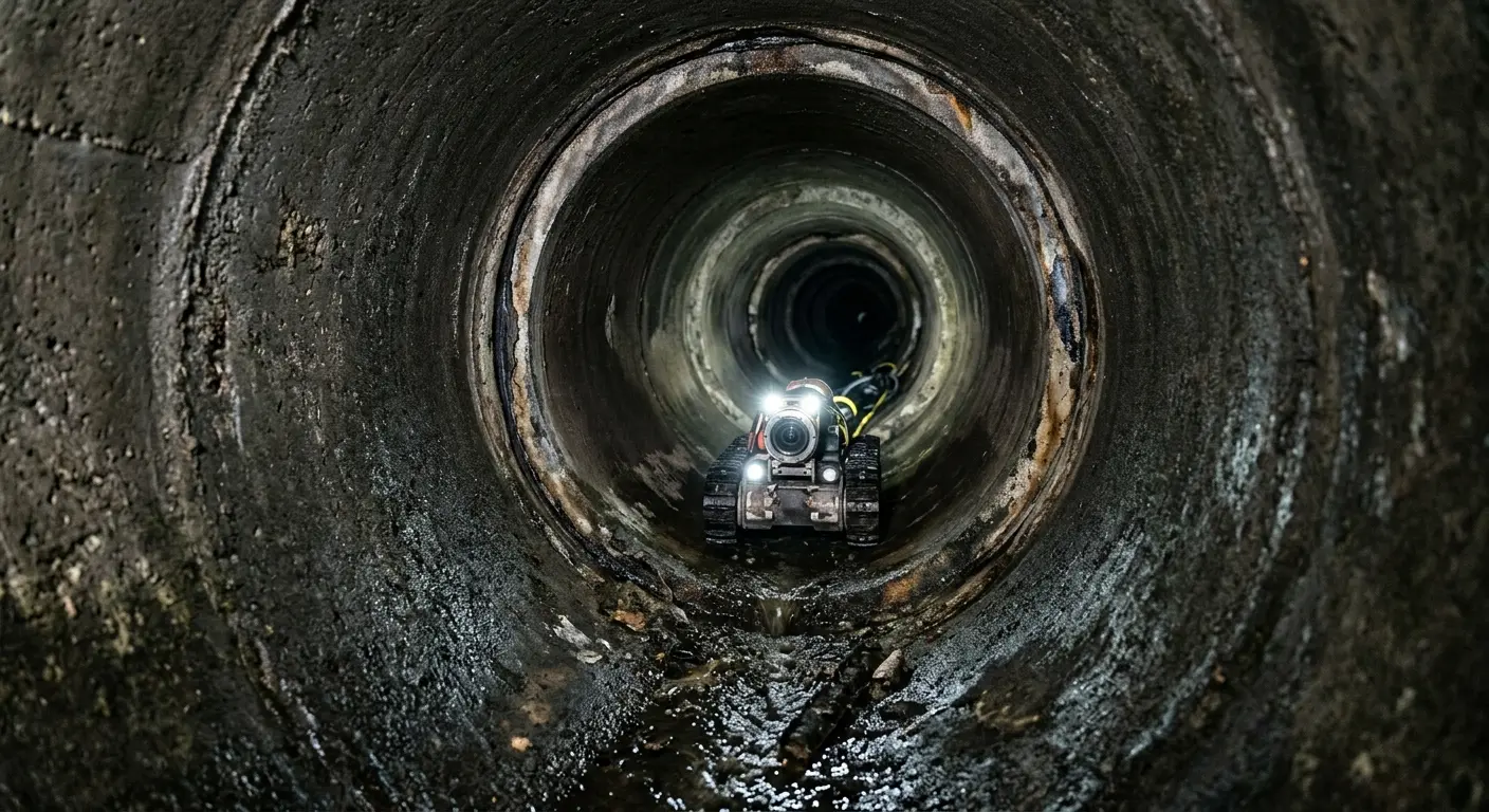 Robotic sewer camera inspecting pipe interior for Sewer Line Repair in Waupaca